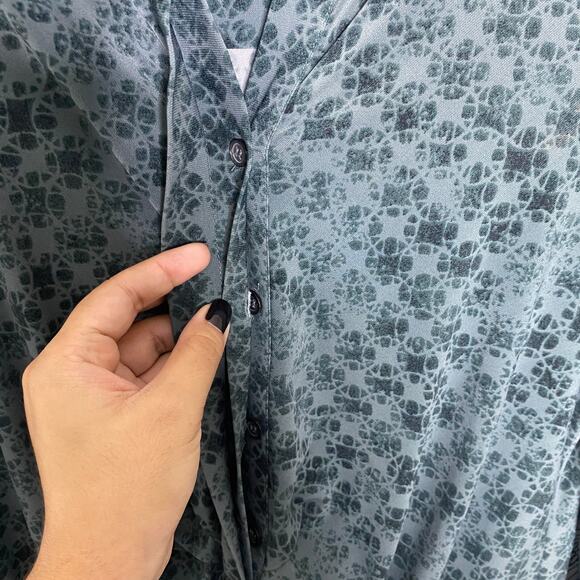 Simply Vera Vera Wang Teal Blouson Smocked Long Sleeve Dress Women's Size Large - Picture 4 of 10